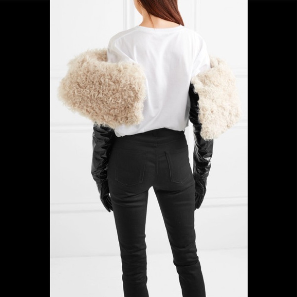 Saint Laurent Long Shearling & Leather Gloves - Picture 2 of 8